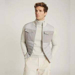 Reiss Light Gray Quilted & Panel Vest